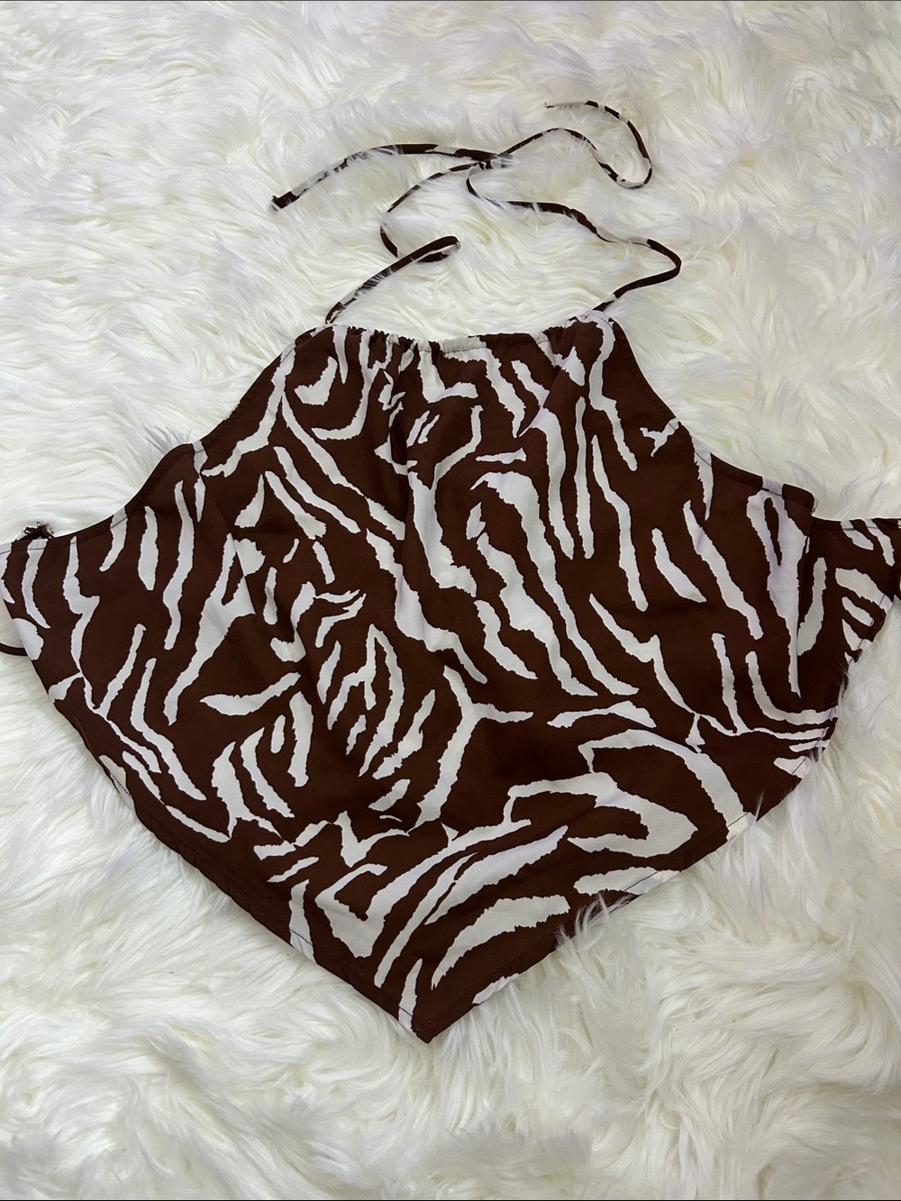 Lovely Day Brown and White Zebra Halter Crop Top